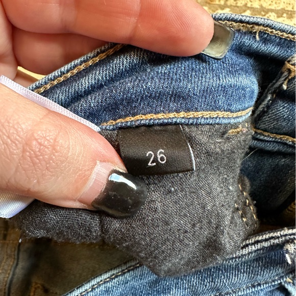 Flying Monkey Womens Blue Distressed Raw Hem Denim Skinny Jeans Capri Pants 26 - Picture 5 of 8